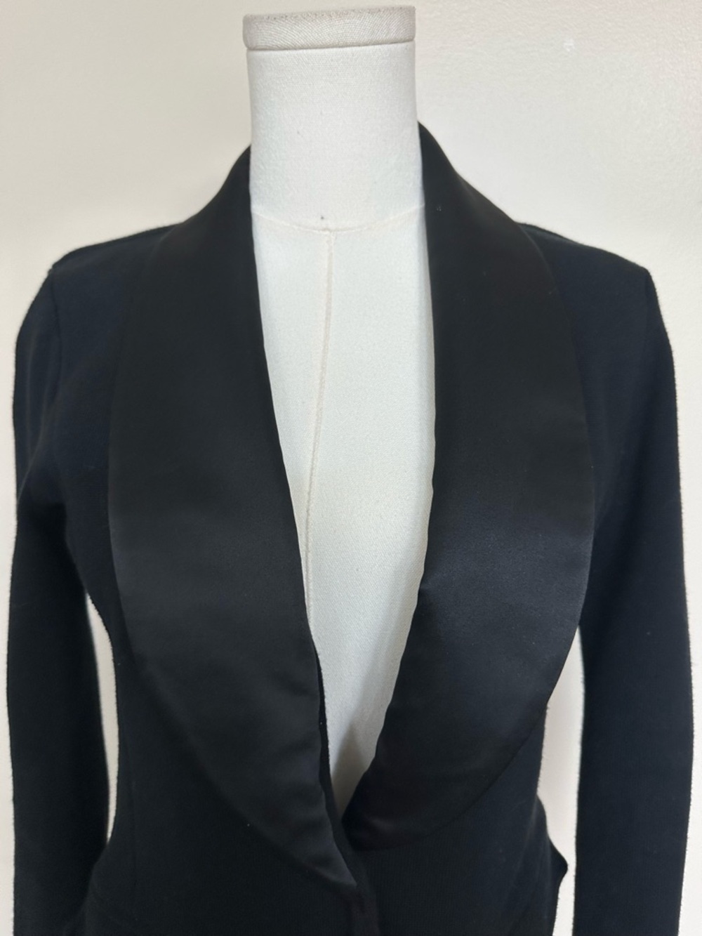 Lauren Ralph Lauren Black Tuxedo Knit Sweater Blazer S Quiet Luxury Coquette - Picture 2 of 5